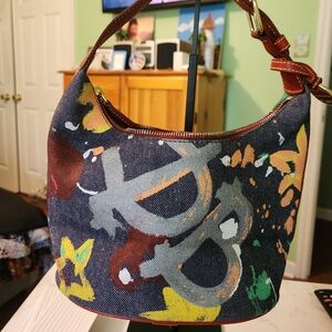 Dooney & Burke Graffiti Denim Hobo Purse